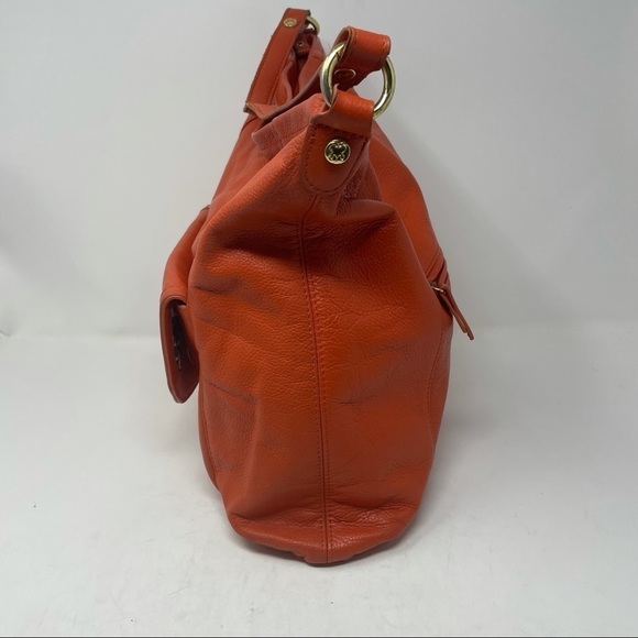 Emma Fox Leather Shoulder Bag – Orange with Blue/White Lining - Picture 5 of 13
